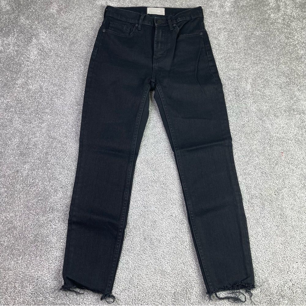 Everlane Jeans Women’s 25 Black Ankle Skinny Mid-Rise Denim Frayed Hem - Picture 1 of 11